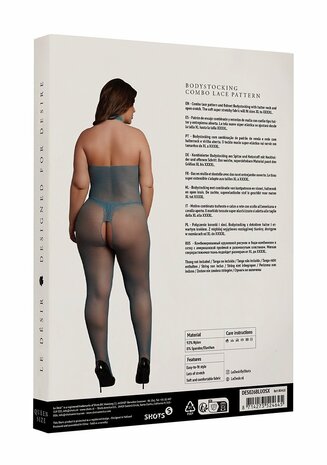 Fishnet and Lace Bodystocking - Queen Size - Ocean Deep XL - XXXXL