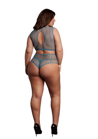 Duo Net Key-Hole Bra Set - Queen Size - Ocean Deep XL - XXXXL