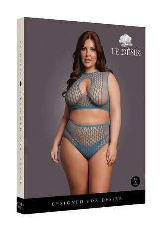 Duo Net Key-Hole Bra Set - Queen Size - Ocean Deep XL - XXXXL