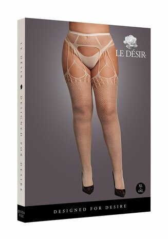 Shredded Suspender Pantyhose - Queen Size - Sandy Beach XL - XXXXL