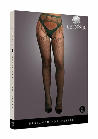 Shredded Suspender Pantyhose - One Size - Midnight Green XS - XL