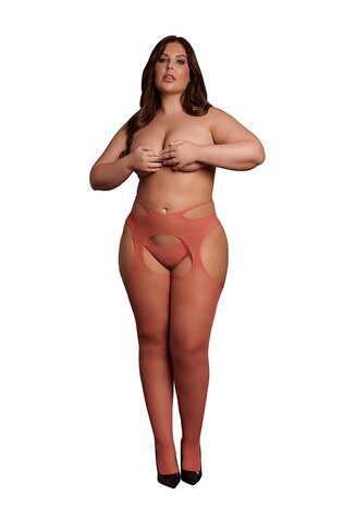 Suspender Panty Strappy Waist  - Queen Size - Sunset Glow XL - XXXXL