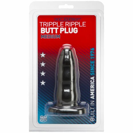 3 Laagse Geribbelde Butt Plug - Medium