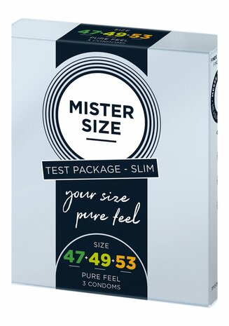 TESTER Pure Feel - Kondooms 47, 49, 53 mm - 3 Stuks