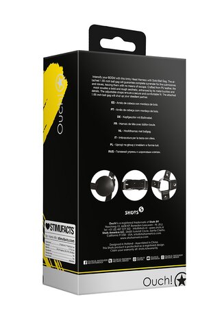 Head Harness with Solid Ball Gag - Black