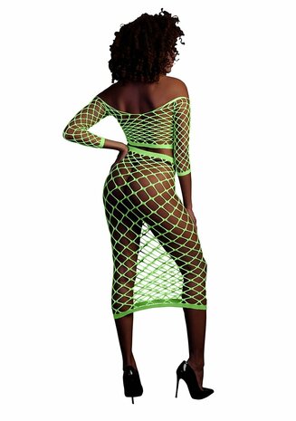 Long Sleeve Crop Top and Long Skirt - Green - XS/XL XS-XL