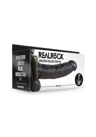 Vibrerende Holle Strap-On met Ballen - 18 cm