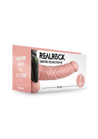 Vibrerende Holle Strap-On met Ballen - 18 cm