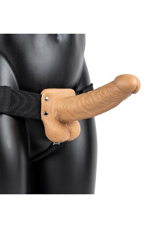 Vibrerende Holle Strap-On met Ballen - 18 cm