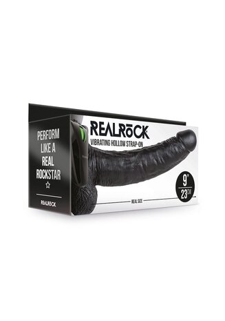Vibrerende Holle Strap-On met Ballen - 23 cm