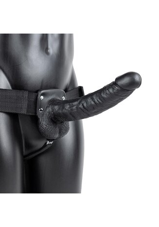 Vibrerende Holle Strap-On met Ballen - 23 cm