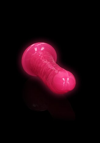 Slim Dildo Suction Cup - GitD - 7'' / 18 cm - Neon Pink