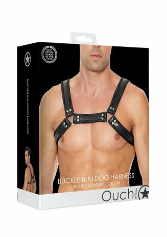 Leren Bulldog Harnas met Gespen - S/M S/M