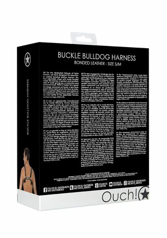 Leren Bulldog Harnas met Gespen - S/M S/M